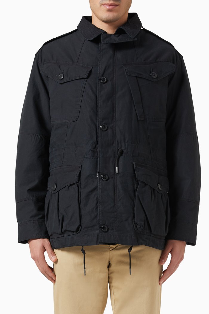 

British Combat Field Jacket in Cotton, Black