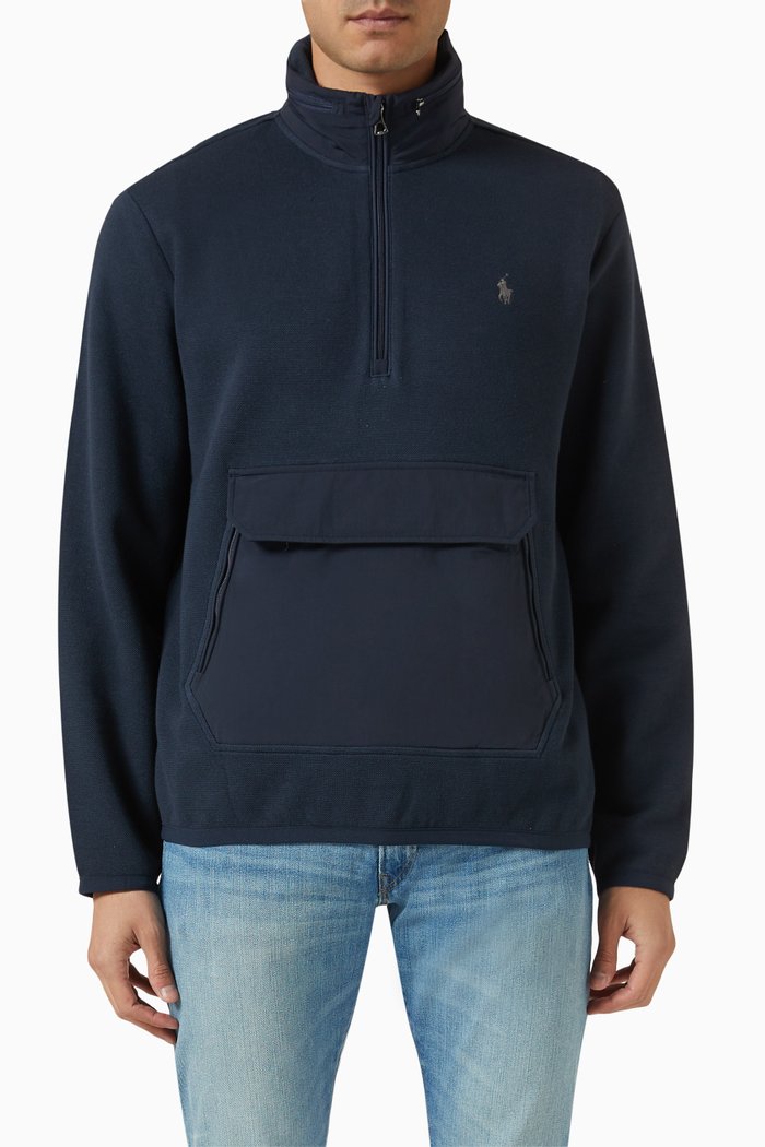 

Hybrid Anorak in Cotton-blend, Blue
