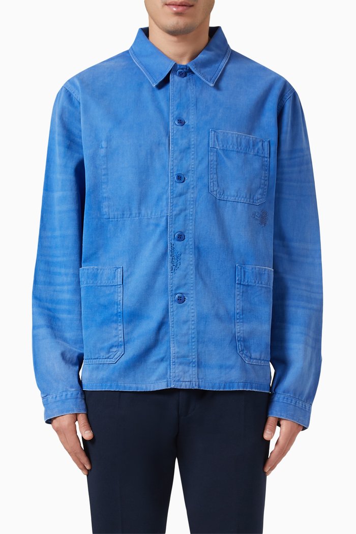 Deconstructed Field Jacket in Cotton-Twill, Blue