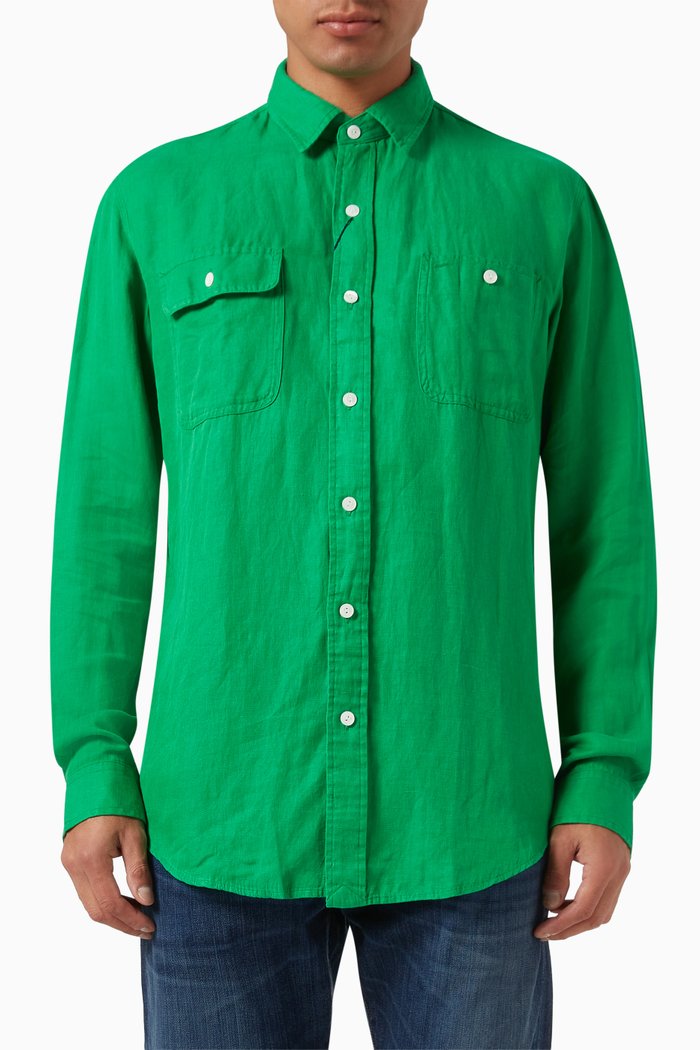 

Workshirt in Linen-silk, Green