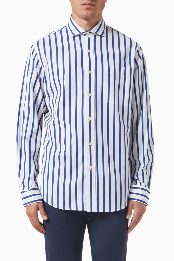 

Vertical-stripe Poplin Shirt in Cotton, White