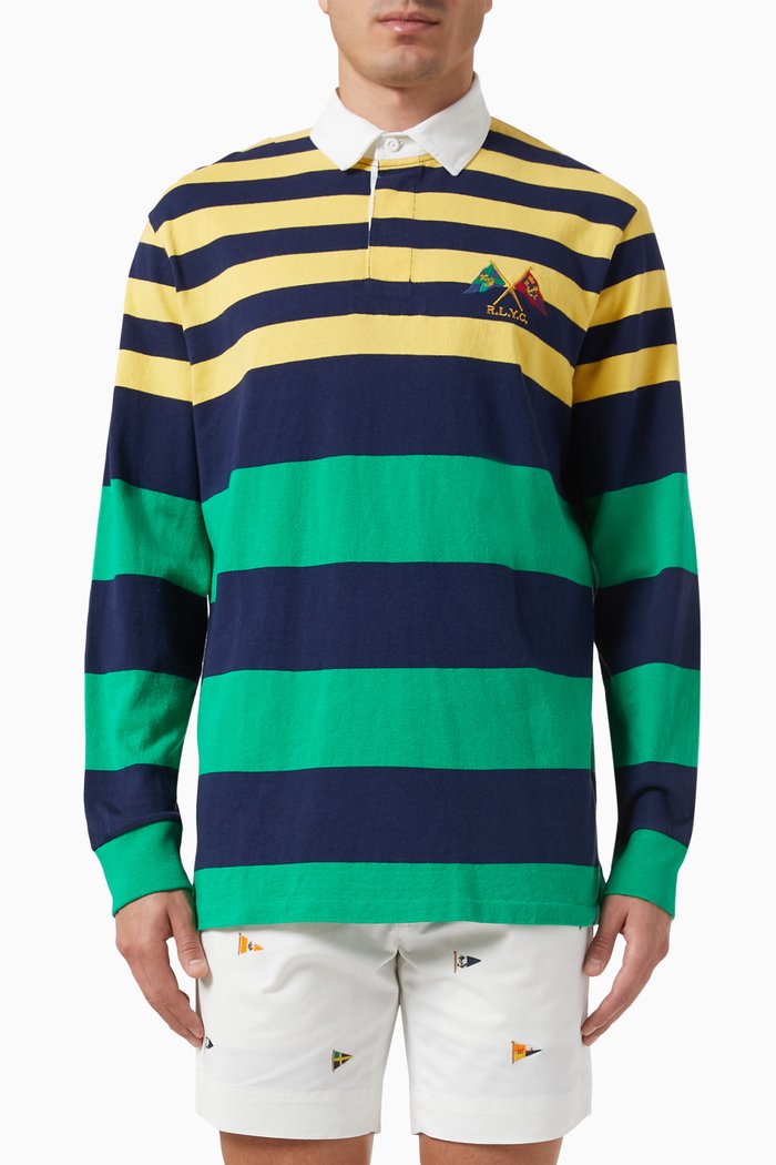 Striped Polo Shirt in Cotton, Multicolour