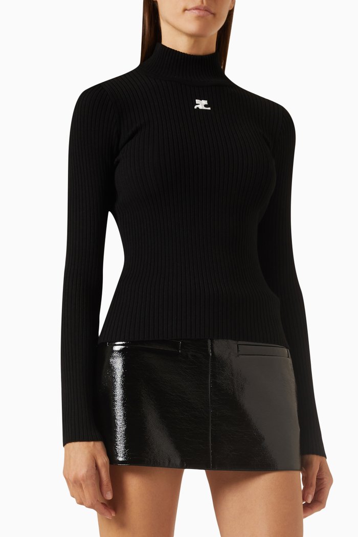 

Reedition Turtleneck Sweater in Ribbed-knit, Black