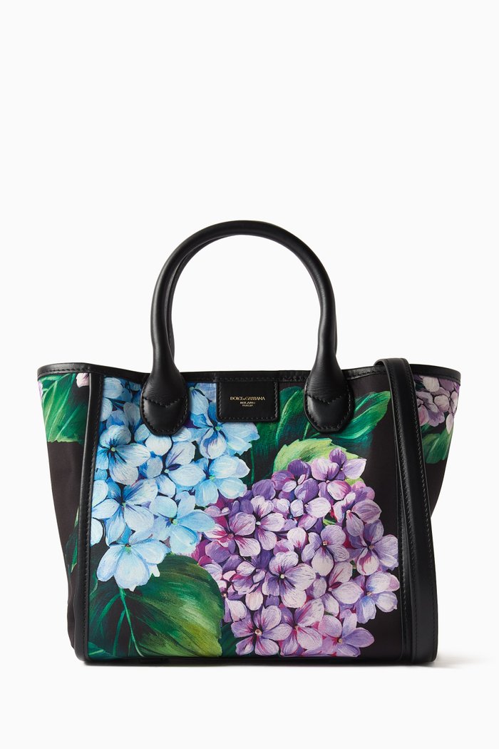 

Small Floral-print Tote Bag in Nylon, Purple