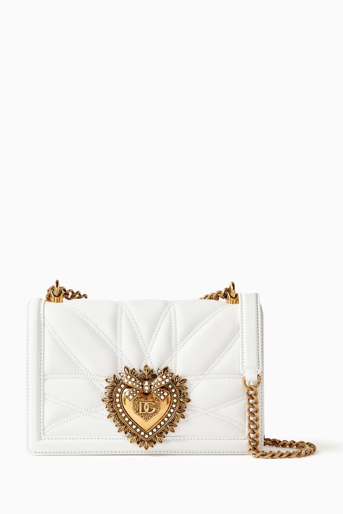 

Medium Devotion Bag in Matelasse Nappa Leather, White