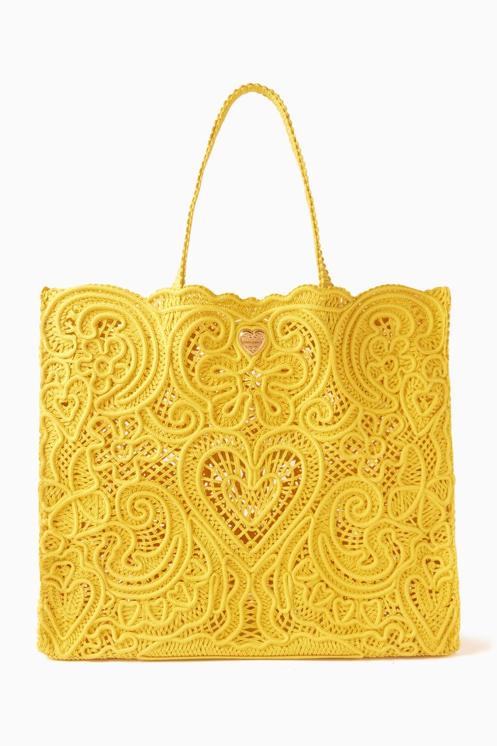 

Large Tote Bag in Cordonetto Lace, Yellow