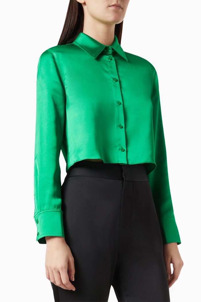 

Leon Cropped Button Down Shirt, Green