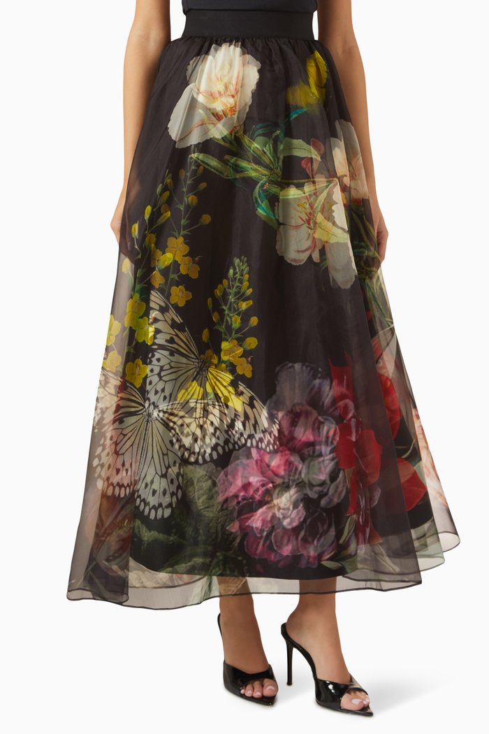 

Nilda Voluminous Maxi Skirt in Organza, Multicolour