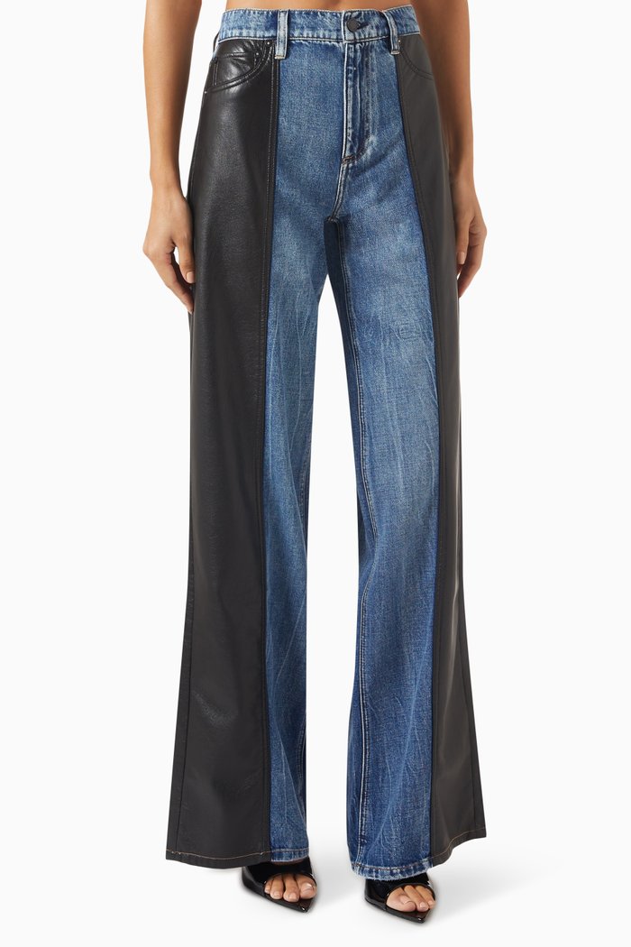 

Trish Baggy Jeans in Denim & Vegan Leather, Blue
