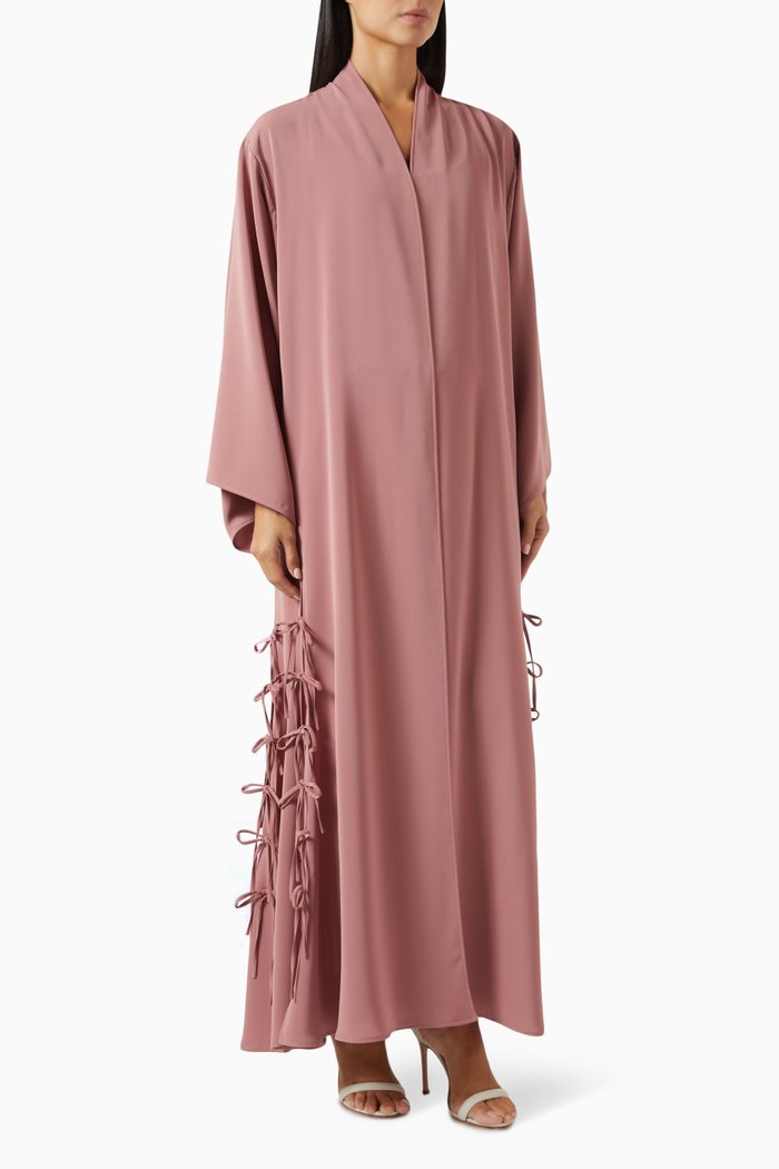 

Overlap Side-ties Abaya, Pink