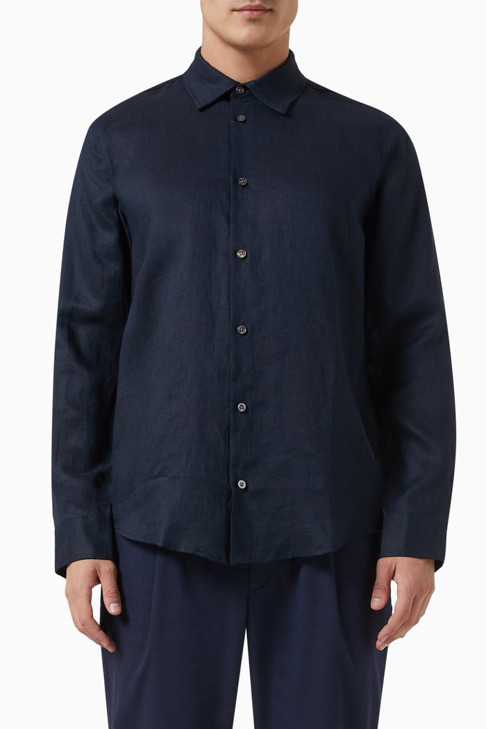 

Slim-fit Shirt in Linen, Blue