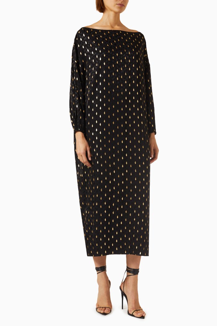

Jem Animal Midi Dress in Viscose, Black