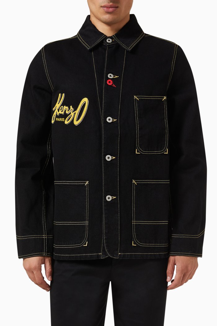 

Archive Logo Workwear Jacket in Denim, Black