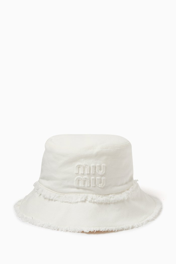 

Logo Bucket Hat in Cotton-denim, White