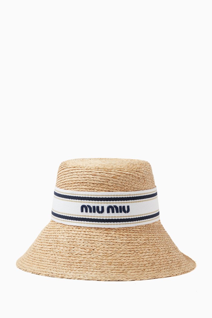

Ribbon Logo Hat in Raffia, Neutral