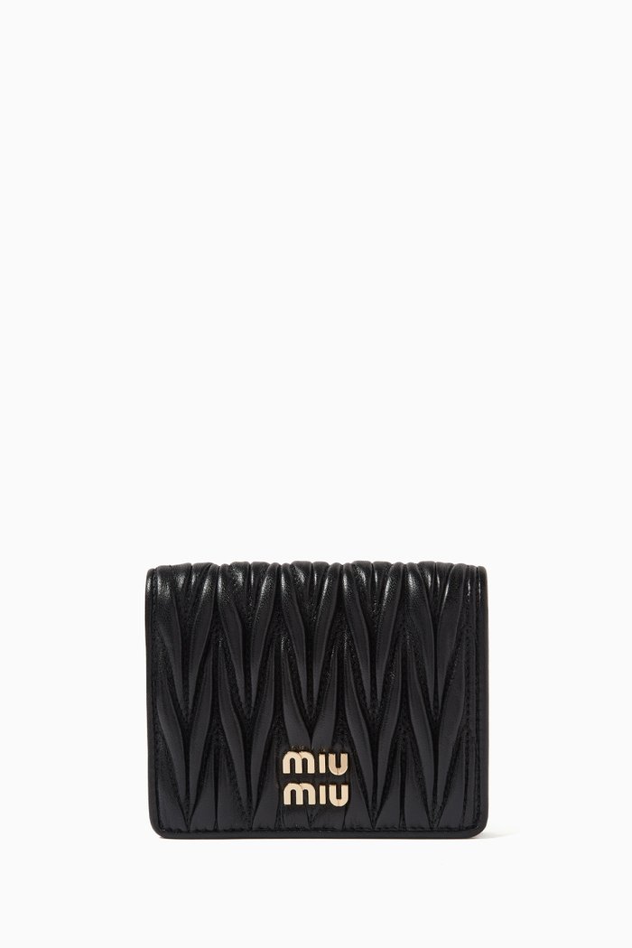 

Small Flap Wallet in Matelassé Nappa Leather, Black