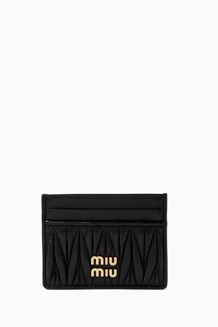 

Matelasse Card Holder in Nappa Leather, Black
