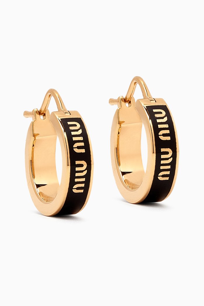 

Small Logo Hoop Earrings, Black