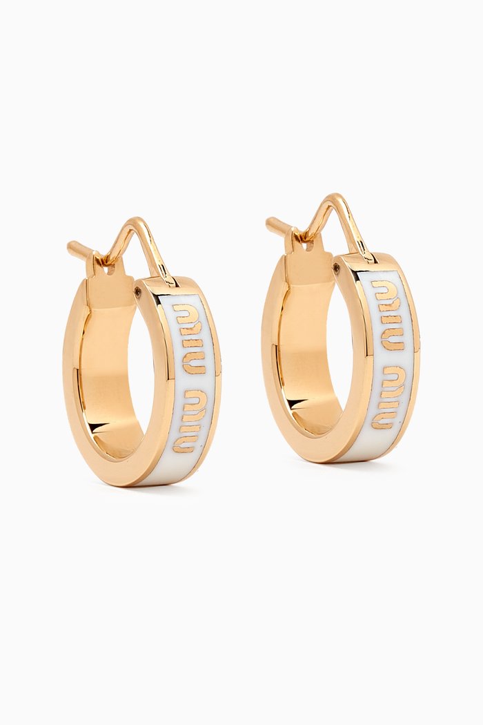 

Small Logo Hoop Earrings, White