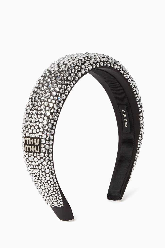 

Logo Headband in Rhinestones, Black