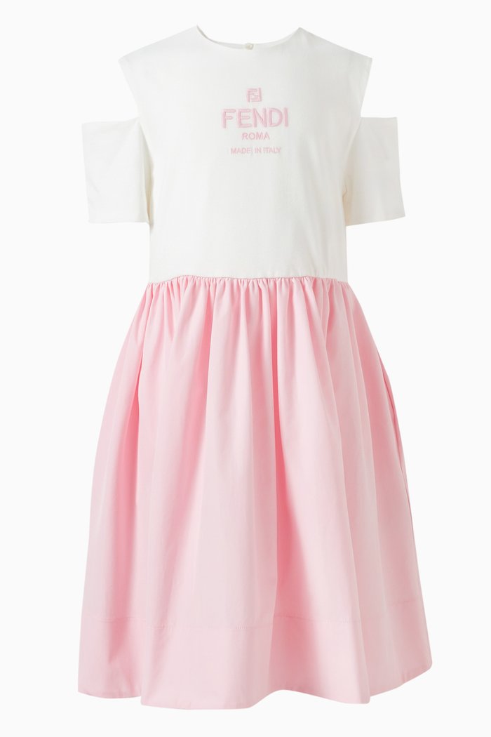 

Cold-shoulders Logo Dress in Cotton, Pink