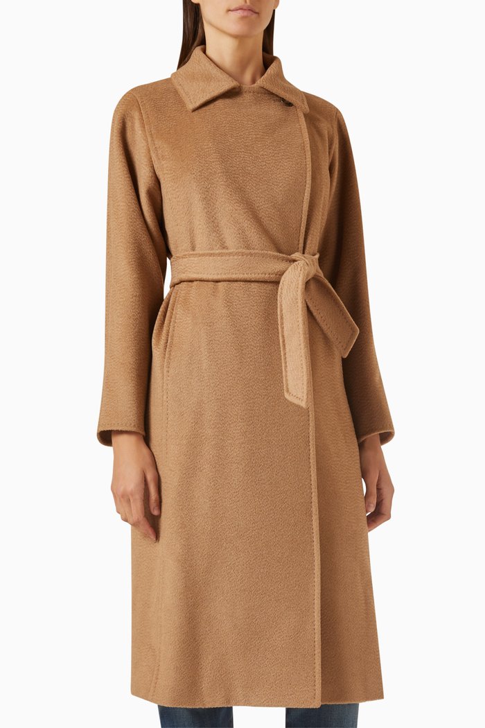 

Manuela Icon Coat in Camel Wool, Brown