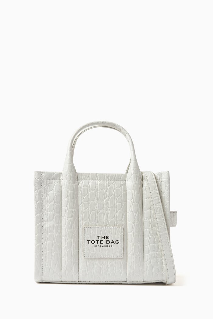 

The Small Tote Bag in Croc-embossed Leather, White