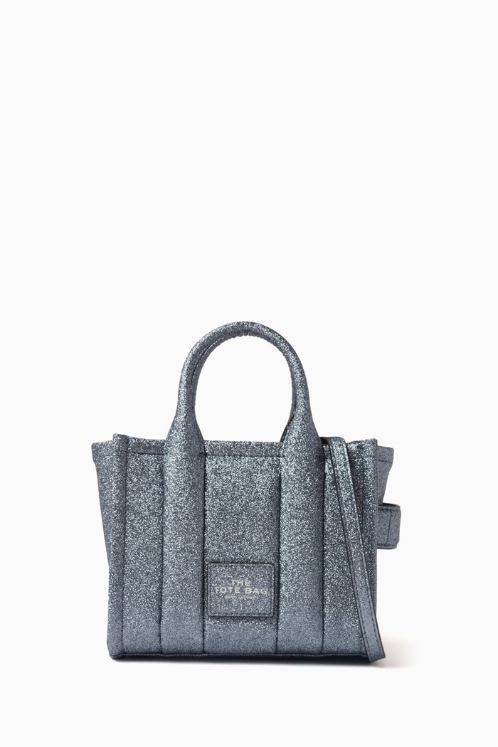 

The Mini Galactic Tote Bag in Glitter Leather, Silver