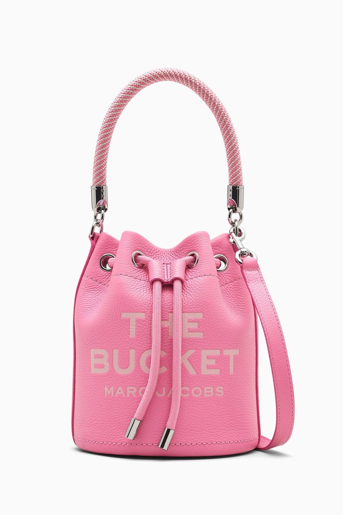 The Mini Bucket Bag in Leather, Pink