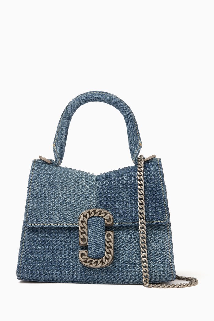 

The Mini St. Marc Crystal Top-handle Bag in Denim, Blue