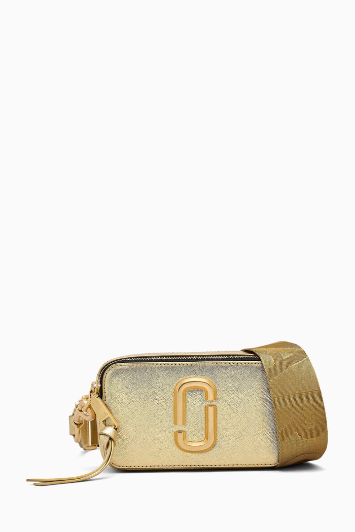 

The Snapshot Crossbody Bag in Metallic Leather, Gold