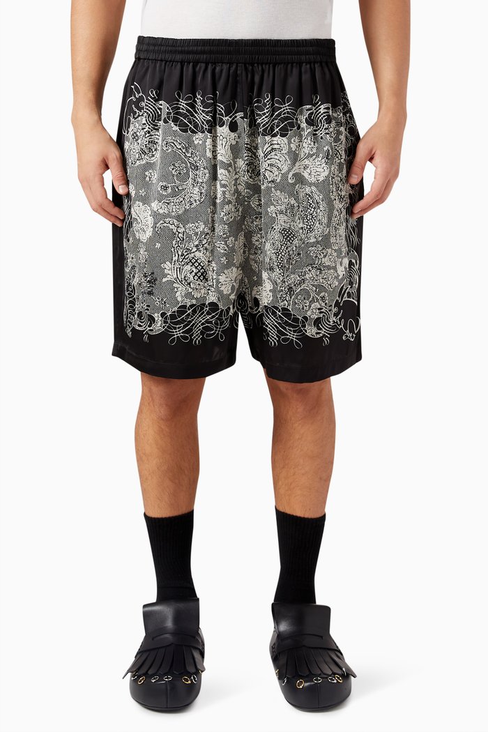 Printed Shorts in Viscose, Black