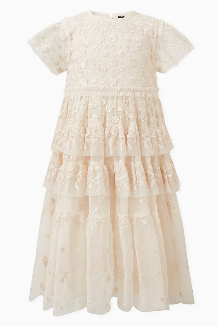 

Angelica Lace Dress in Tulle, Neutral