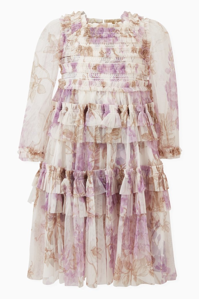 

Wisteria Smocked Dress in Recycled Polyester, Pink