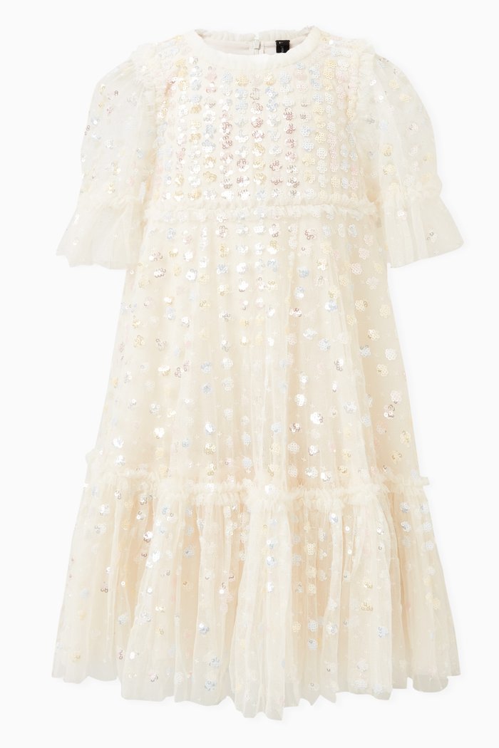 

Raindrop Sequin Dress in Tulle, Neutral