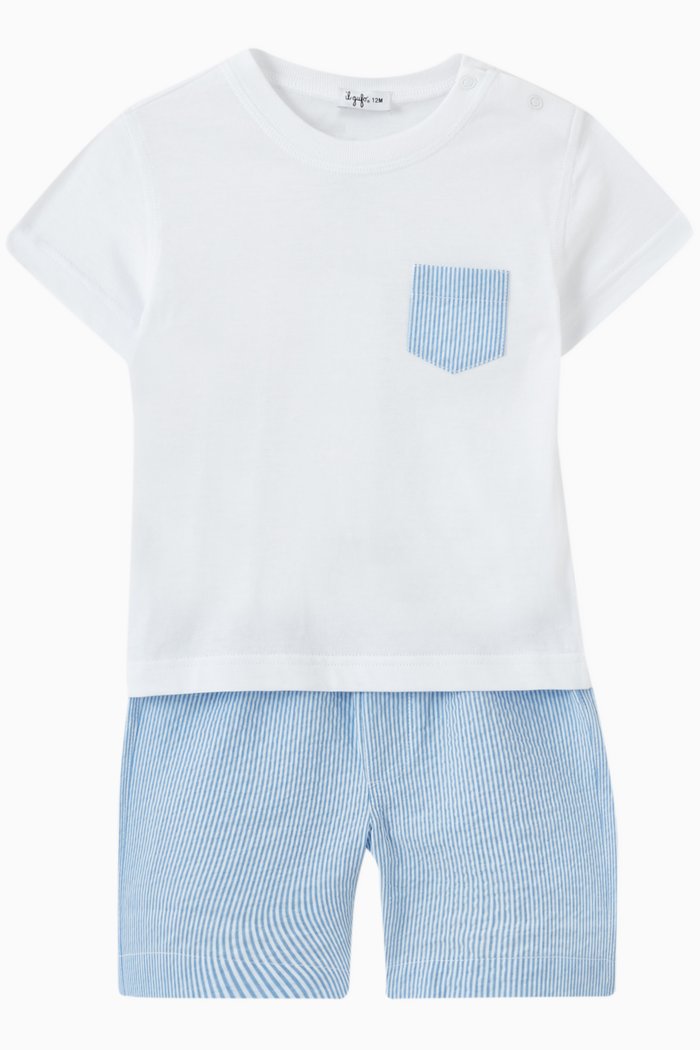 

T-shirt & Shorts Set in Cotton, Blue