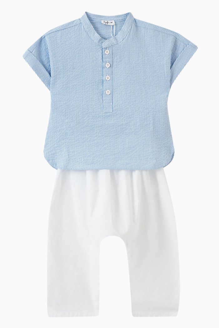 Shirt & Pants Set in Cotton, Blue