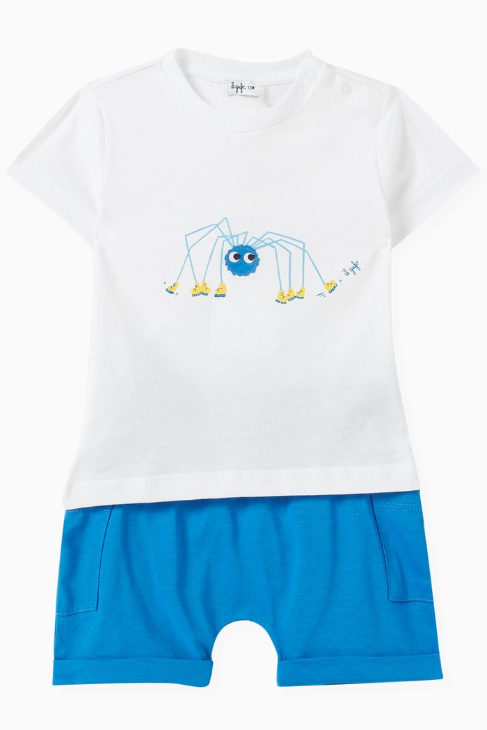 

Graphic-print T-shirt & Shorts Set in Cotton-jersey, White