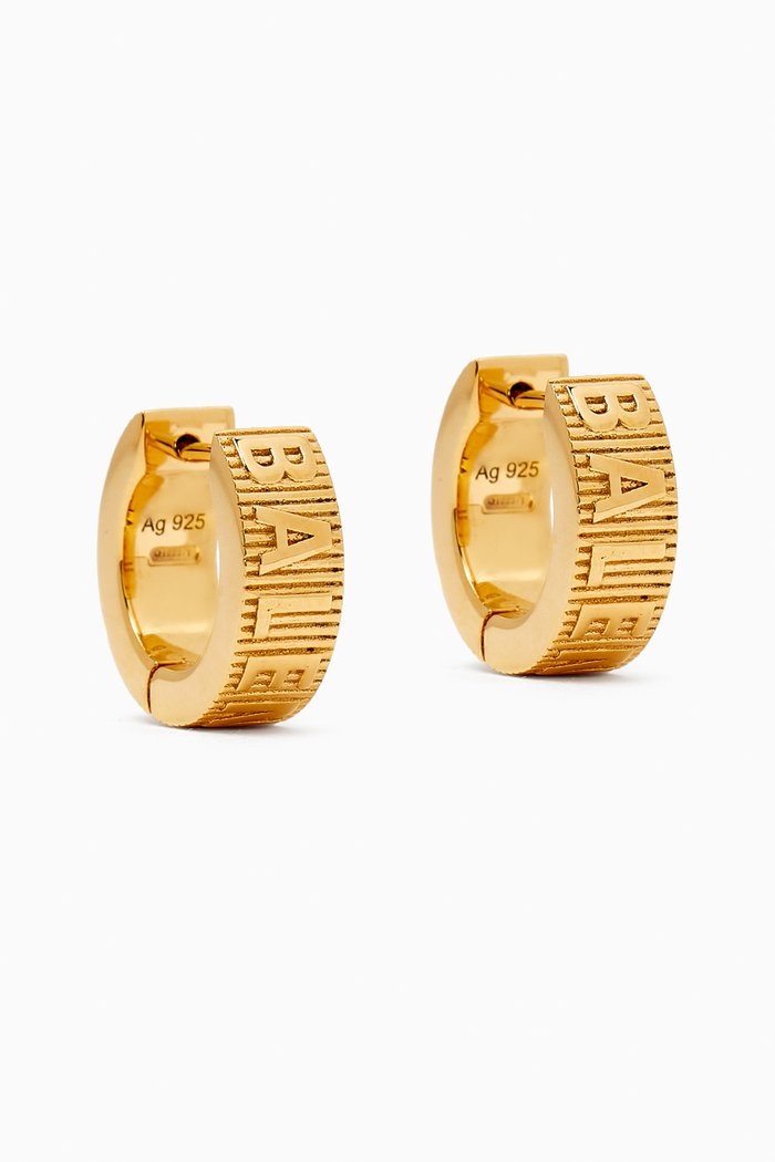 

Mini Logo Hoop Earrings in Gold-tone Sterling Silver
