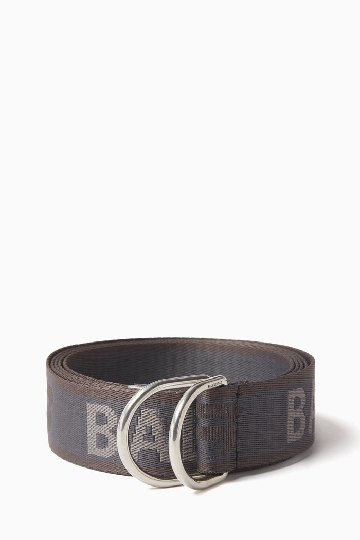 

Logo Jacquard D-ring Belt in Webbing, Blue