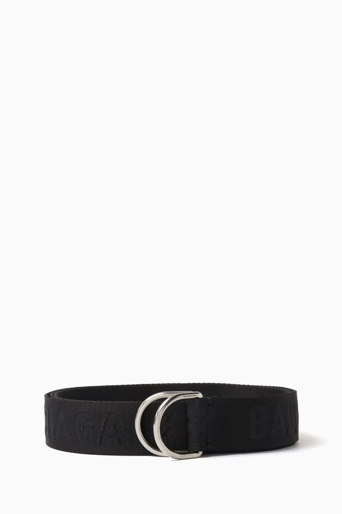 

Logo Jacquard D-ring Belt in Webbing, Black