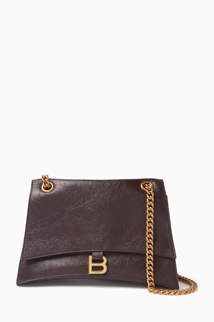 

Medium Crush Chain Bag in Calfskin Leather, Brown