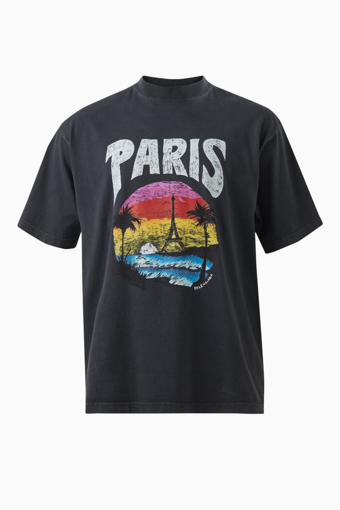 

Unisex Paris Tropical Medium-fit T-shirt in Vintage Jersey, Black
