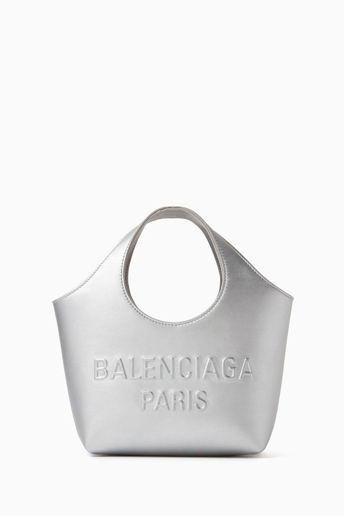 XS Mary-Kate Tote Bag in Metallic Leather, Silver