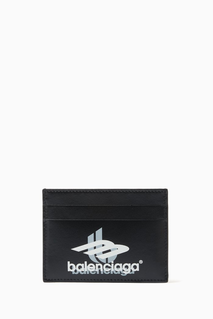 

Logo Cash Card Holder in Calf Leather, Black