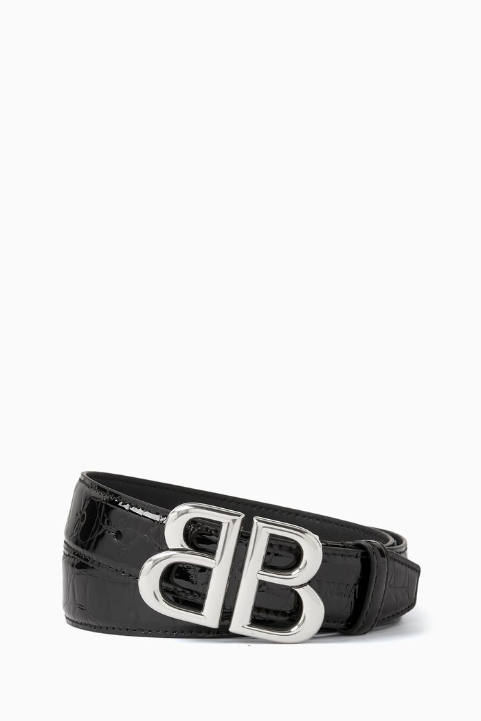 

Monaco Belt in Croc-Embossed Calfskin, Black