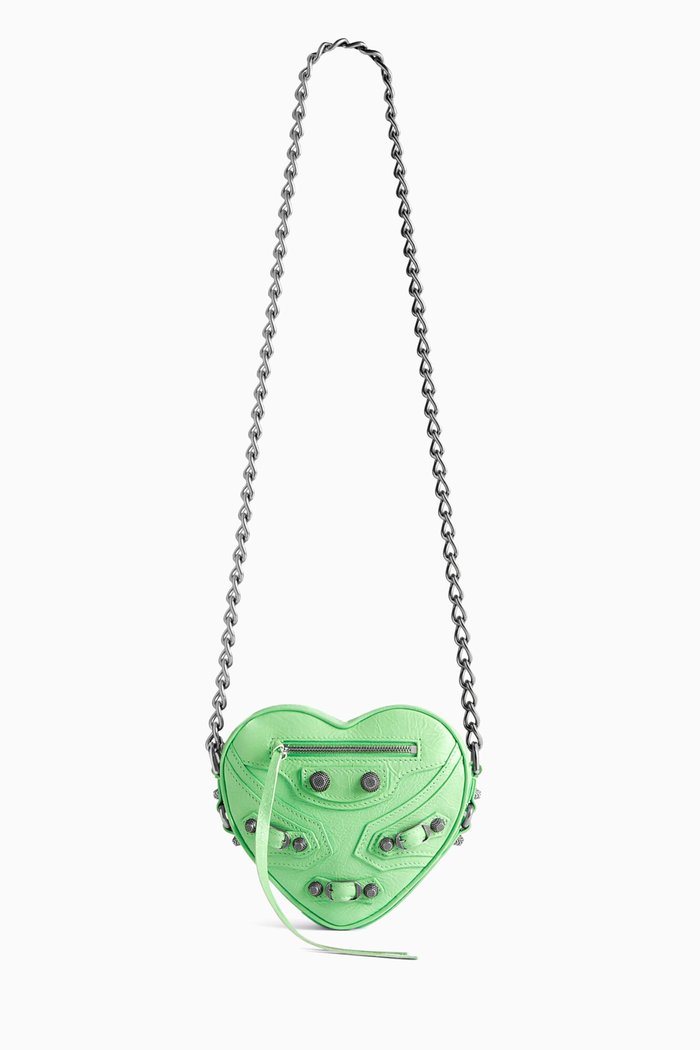 

Mini Le Cagole Heart Bag in Arena Lambskin, Green