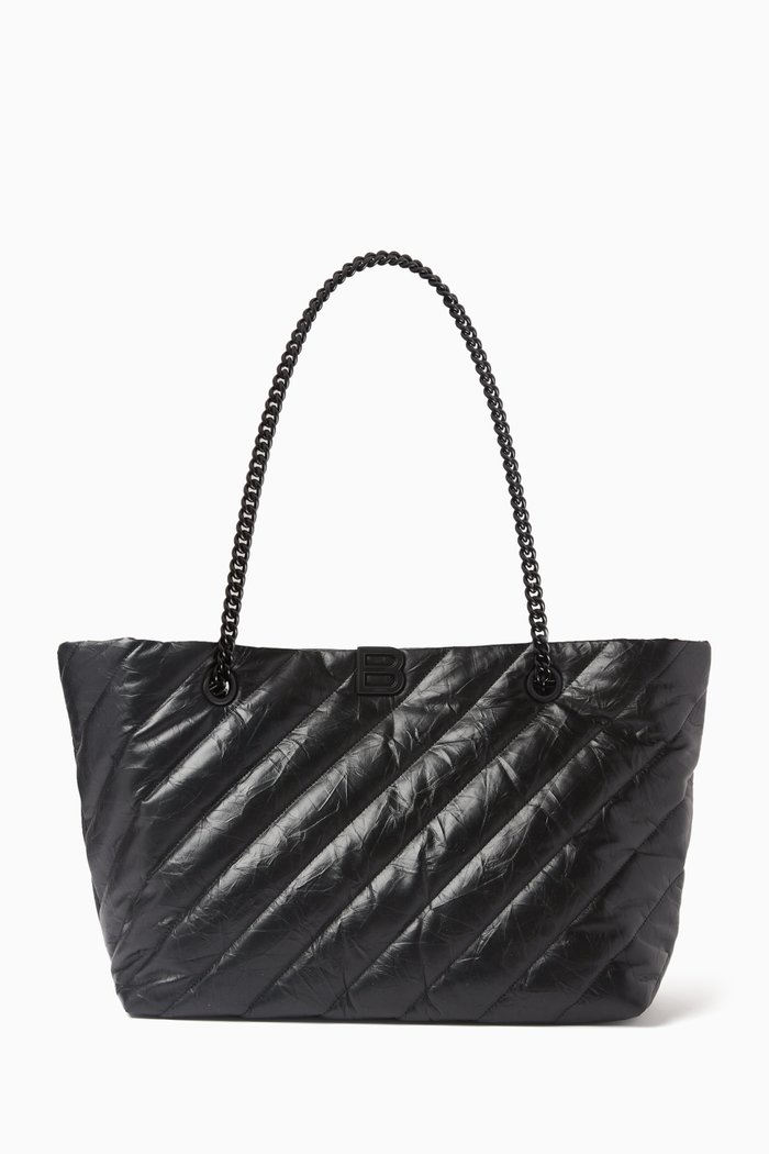 

Medium Crush Carry-all Tote Bag in Quilted Leather, Black