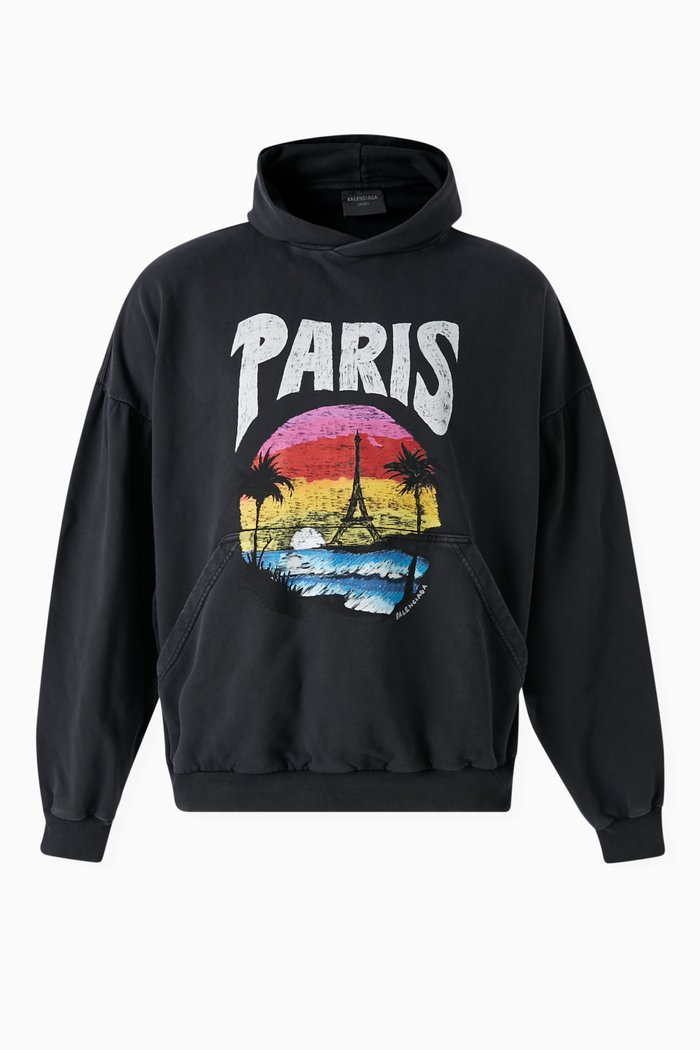 

Unisex Paris Tropical Hoodie in Vintage Jersey, Black
