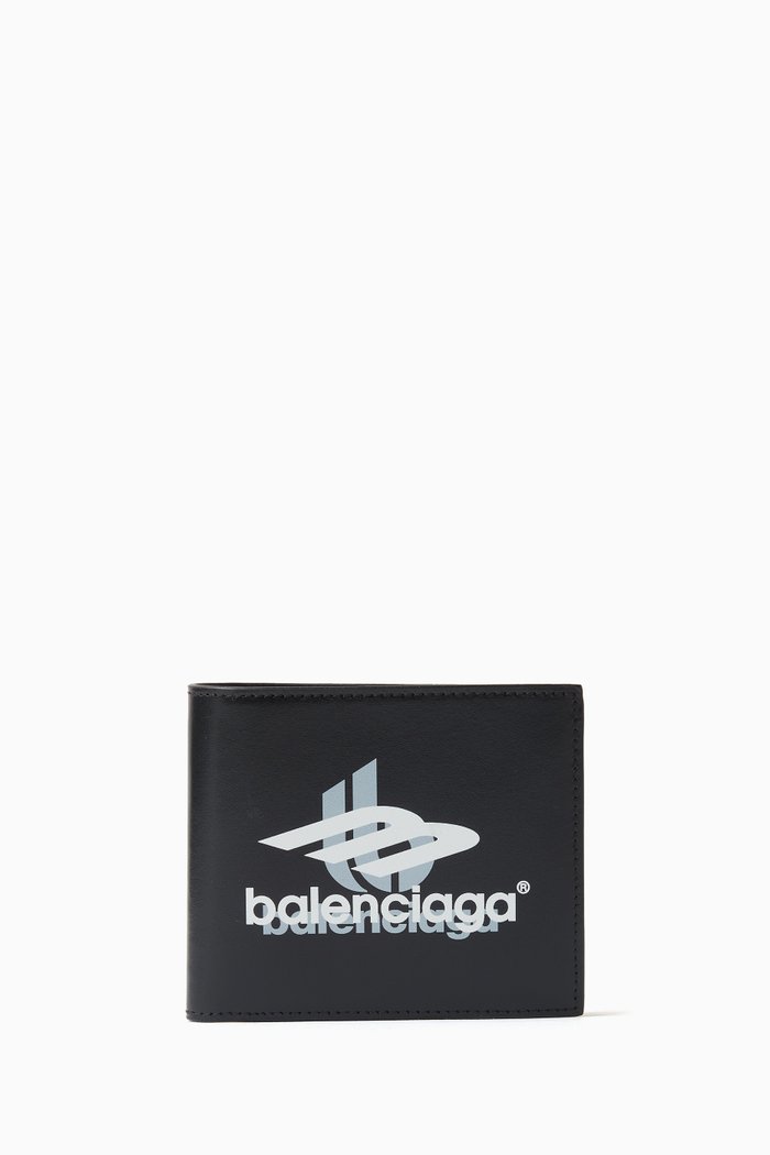 

Logo Cash Square Wallet in Leather, Black